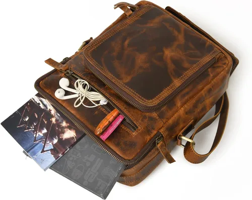 Miniatura 4 de Bolso bandolera pequeño de cuero para hombre, bolso de cuero para hombre, bolso de hombro vintage, bolso cruzado para el trabajo