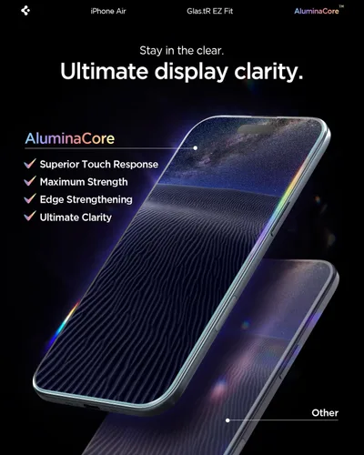 Miniatura 5 de Spigen AluminaCore - Protector de pantalla de vidrio templado [Glas.tR EZ Fit] diseñado para iPhone Air [Paquete de 2], dureza 9H+, durabilidad