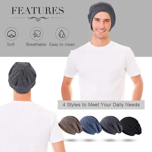 Miniatura 5 de Gorro holgado de 4 piezas, gorro para dormir, gorro de dormir holgado de punto con calavera para hombres y mujeres
