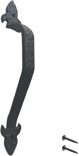 Miniatura 9 de Paquete de 2 manijas de barra recta de 8 pulgadas para puerta de granero, tiradores de hierro fundido negro para puertas correderas, puertas