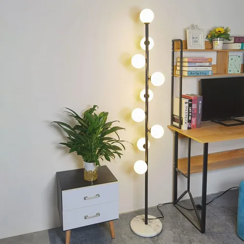 Miniatura 9 de Hsyile Lámpara de pie moderna y creativa para sala de estar, dormitorio, oficina, lámpara de pie de poste alto con globo, lámpara de árbol con Cromo
