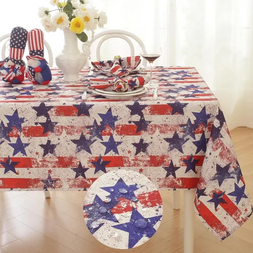 Miniatura 8 de SASTYBALE Mantel patriótico rectangular de 52 x 70 pulgadas, 4 de julio, Día de los Veteranos, Día de los Veteranos, estampado de fuegos