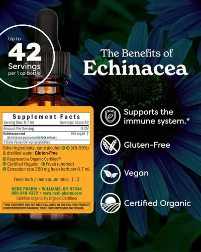 Miniatura 2 de Herb Pharm equinácea orgánica sin alcohol para defensa inmune - 1 onza., DECH01, 1 Ounce, 1, 1