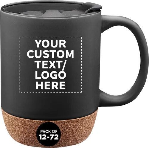 Tazas de cerámica personalizadas Barista con fondo de corcho, 13 onzas, juego de 12/36/72, paquete personalizado a granel, perfecto para café, té,