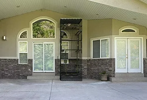 48" X 48" X 144" Black Outdoor Catio Enclosure Cat House