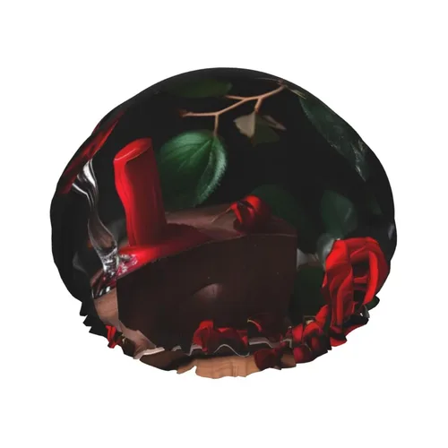 Miniatura 21 de Gorro de ducha reutilizable con estampado de cerdo rosa para mujer, doble capa impermeable, gorro de baño de secado rápido