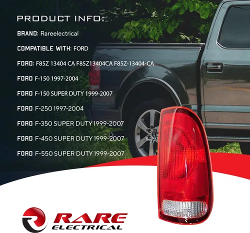Rareelectrical Nueva luz trasera derecha del pasajero compatible con Ford F-150 Styleside 1997-2003 1999-2007 F-250 F-350 Super Duty bombillas no