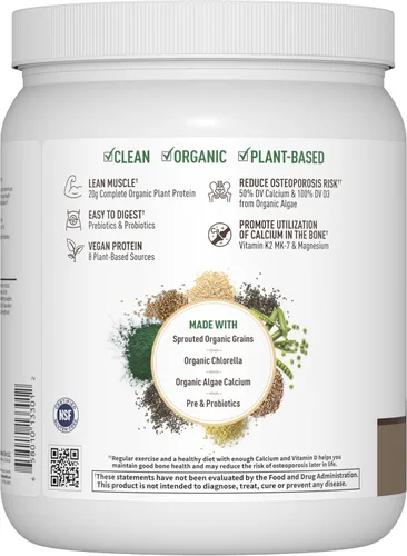 Miniatura 3 de Garden of Life Proteína vegana orgánica en polvo, 0.71 onzas de proteína vegetal con calcio, D3, K2 MK-7 y magnesio para fortaleza ósea, prebióticos