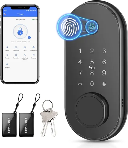 Cerradura de puerta inteligente con huella digital sin llave, cerradura de puerta de entrada con control de aplicación, bloqueo automático, teclado