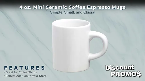 Miniatura 2 de DISCOUNT PROMOS Juego de 10 mini tazas de cerámica, 4 oz. - Gres, café, duradero, mango en C, color blanco