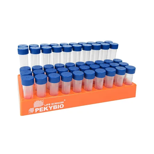 Miniatura 5 de PEKYBIO Tubos de ensayo graduados de plástico transparente, contenedor de almacenamiento de muestras estériles de 0.3 fl oz con tapón de rosca, tubo