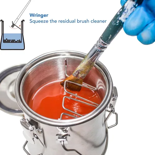 Miniatura 2 de Limpiador de Pinceles de Acero Inoxidable Hermético para Pintura al Óleo y Acrílico, Limpiador de Pinceles con Perlas de Limpieza y Escurridor