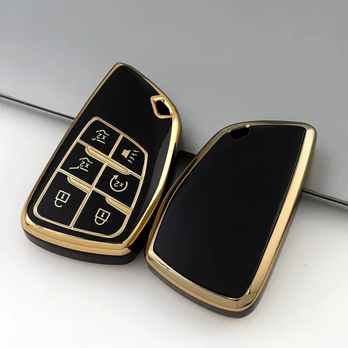 Miniatura 3 de Funda para llavero de TPU de 6 botones con llavero de cuero, compatible con GMC Yukon Denali Sierra 2021, 2022, 2023, 2024, 2025, 2026, compatible
