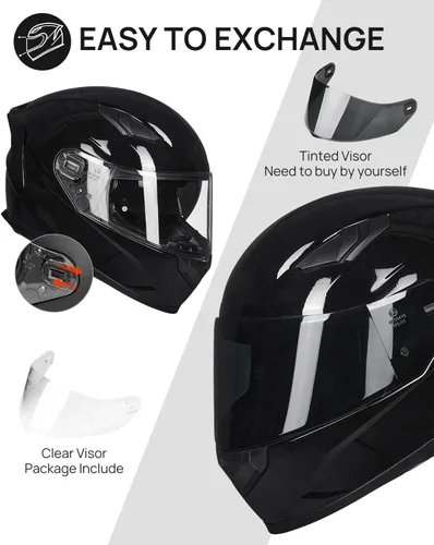 Miniatura 6 de ILM Cascos para moto de nieve y motocicleta con cara completa, película antiempañante Pinlock para hombres y mujeres, con visera térmica opcional