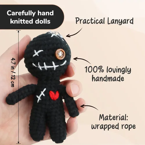 Miniatura 3 de WenmthG Muñeca vudú divertida y positiva, regalo de apoyo emocional, linda muñeca de ganchillo de lana con agujas, decoración de relleno, adornos