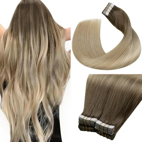Miniatura 11 de LaaVoo - Extensiones de cabello humano Remy adhesivas con cinta invisible, cabello negro natural, extensiones de cabello para mujeres de color, 20