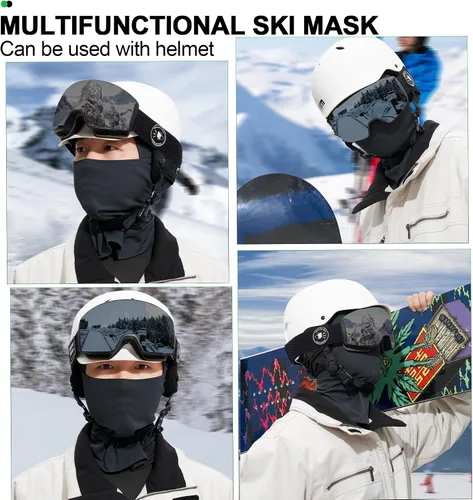Miniatura 8 de LONGLONG Pasamontañas, máscara de esquí, cálida para clima frío, invierno, esquí, snowboard, motociclismo, pesca en hielo, hombres y mujeres