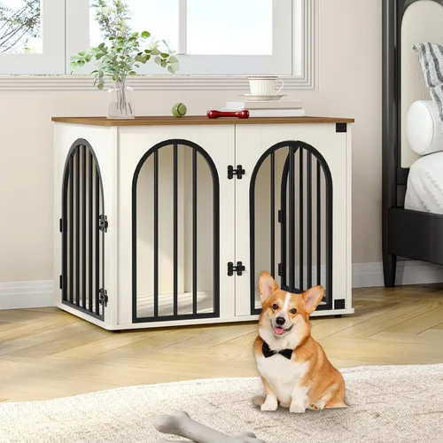 Miniatura 3 de Hzuaneri - Muebles de madera para perros de 26.8 pulgadas, jaula de interior para perros pequeños, jaulas resistentes decorativas para mascotas