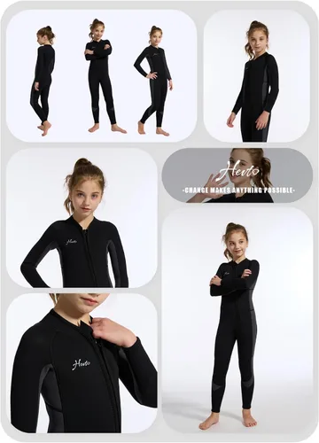 Miniatura 3 de Hevto - Traje de neopreno para niños para niños, niñas, niños pequeños y adolescentes, 3/2mm de neopreno, traje de baño corto completo con K3-0.118