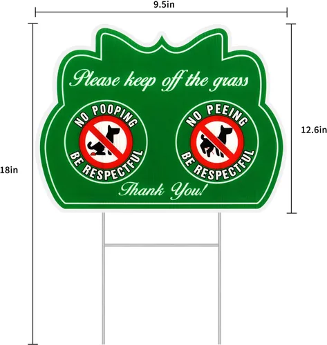 Miniatura 5 de Letrero de perro de No Peeing/Pooping Be Respectful, letrero con estacas en H de alambre de metal, 12 x 9 pulgadas, resistente a los rayos UV