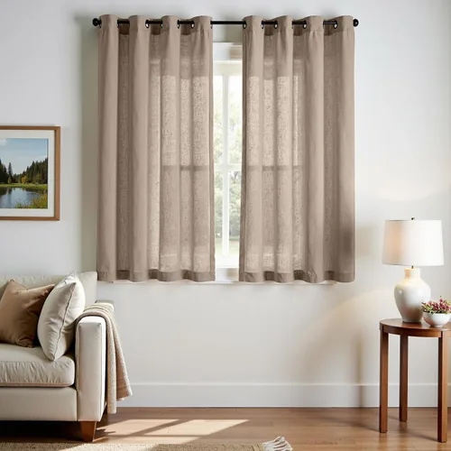 Miniatura 31 de jinchan Cortinas de 108 pulgadas Mezcla de Lino de Lino Semi Transparentes Filtrado de Luz y Resplandor Cortinas Extra Largas para Sala de Estar
