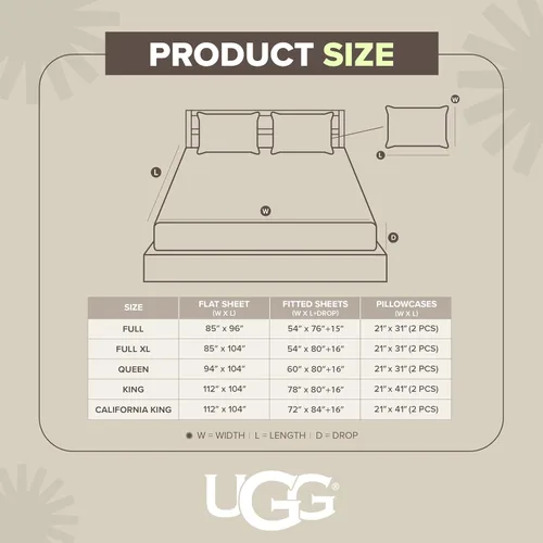 Miniatura 8 de UGG Juego de sábanas refrescantes de lujo de 4 piezas para cama King, con bolsillos profundos, ropa de cama prémium con 2 fundas de almohada, Blanco