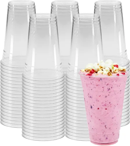 Miniatura 10 de Tapas de plástico PET de 4.213 in, 500 unidades al por mayor, tapas transparentes desechables para tazas de 32 onzas, ideal para bebidas