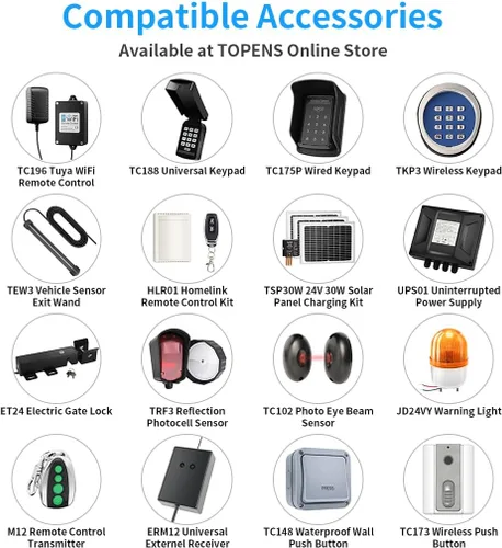 Miniatura 8 de TOPENS PW802 - Abridor automático de puerta para puertas batientes dobles resistentes de hasta 18 pies por brazo, operador de puerta oscilante dual