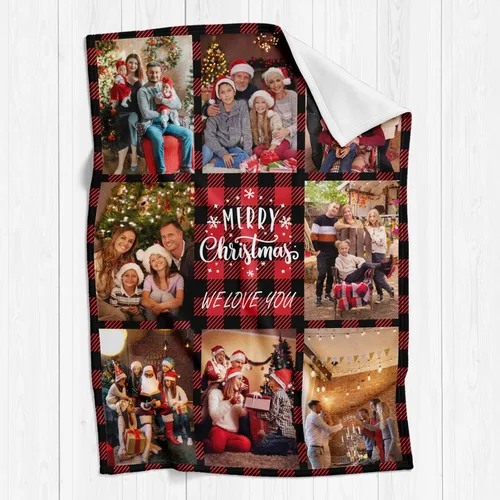 Miniatura 4 de Mantas personalizadas de Feliz Navidad, regalos personalizados con tus propias fotos, manta de fotos personalizada para mamá, papá, abuela, abuelo