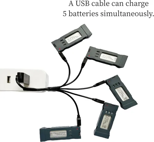 Miniatura 3 de E58 Batería 3.7V 600mAh Batería para E58 S168 JY019 JD-19 Drone Batería Quadcopter Batería con 5 en 1 Cable de Carga USB