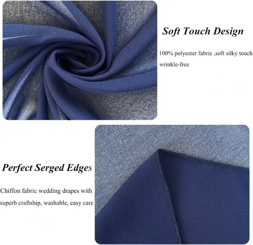 Miniatura 4 de Tela para arco de boda, azul marino, 20 pies, 2 paneles de tela de gasa, arcos de boda para ceremonia, cortinas de techo, arcos de boda, arco