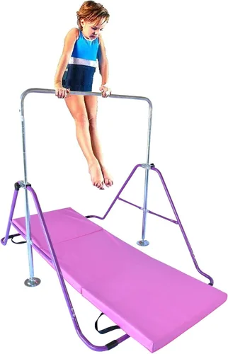 Barra de gimnasia para niños con alfombrilla de 2 x 6 pulgadas, para gimnasio de la selva, barra de kip horizontal para entrenamiento junior, altura