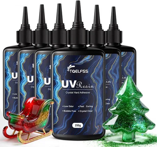 Miniatura 8 de 300g de resina UV, transparente cristalina, resina epoxi de curado UV duro, fórmula mejorada, inodora, kit de pegamento activado por energía solar