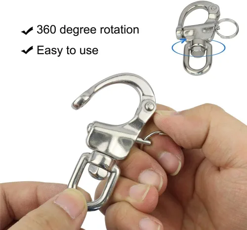 Miniatura 5 de Grilletes giratorios de acero inoxidable 316 con pasador de liberación rápida para barco, correa de perro, pulsera, cámara de 3