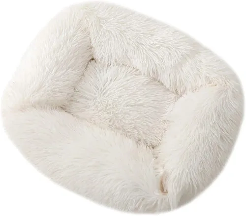 La La Pet® Cama de dona para perros y gatos, acogedora cama para mascotas, cama para perros madriguera, cama calmante para mascotas, almohada de