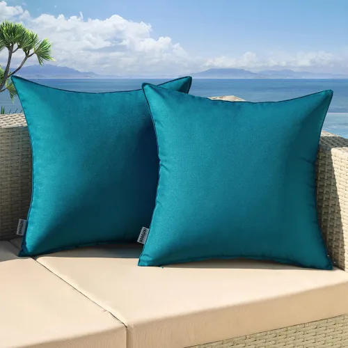 Miniatura 24 de MIULEE - Juego de 2 fundas de almohadas decorativas para exteriores, impermeables, cuadradas, para jardín, para cenador de primavera, tienda de Negro
