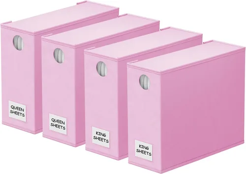 Miniatura 26 de SpaceAid Paquete de 4 organizadores de sábanas y almacenamiento, organizador de sábanas plegable para armario de lino, juego de sábanas con ventana