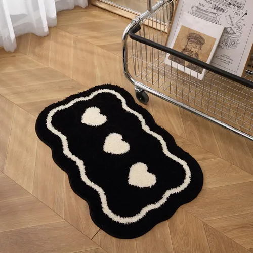 Miniatura 2 de Alfombras de baño pequeñas ultra suaves, absorbentes de agua, antideslizantes, con bonitos corazones, de lujo, lavables, para cocina, puerta