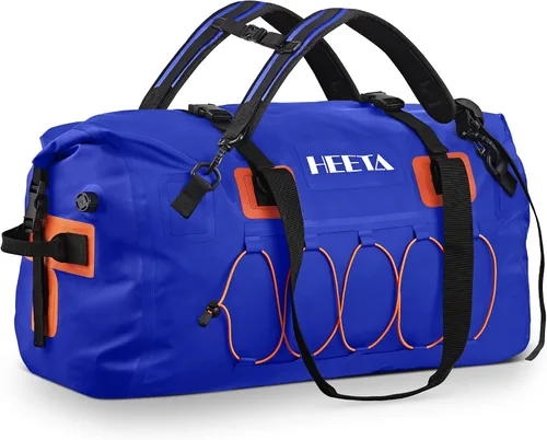 HEETA Bolsa de lona impermeable para motocicleta, mochila seca para motocicleta, 60L/80L, extra grande, bolsas de viaje con correas y asas para Azul