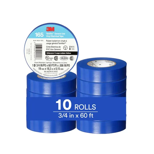 Miniatura 14 de 3M Temflex Cinta Eléctrica de Vinilo Multiusos 165, Blanca, 3/4 pulg x 60 pies (19 mm x 18 m), Paquete de 10 Rollos Blanco