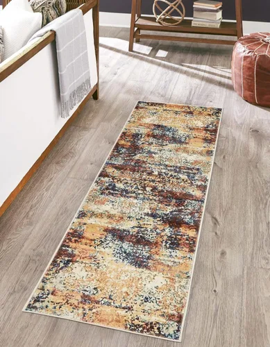 Miniatura 17 de Unique Loom Mystic Collection - Alfombra Sena (2 pies x 6 pies, color azul marino/beige)