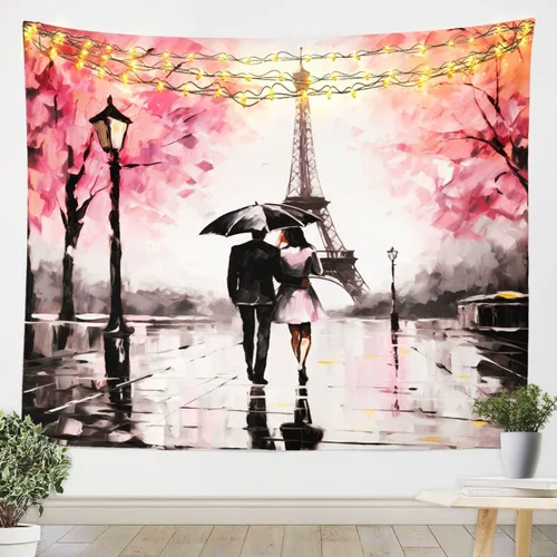 Miniatura 9 de Tapiz femenino de flores de rosas rojas, tapiz de pared para el día de San Valentín, decoración de habitación de niñas y mujeres, cielo estrellado
