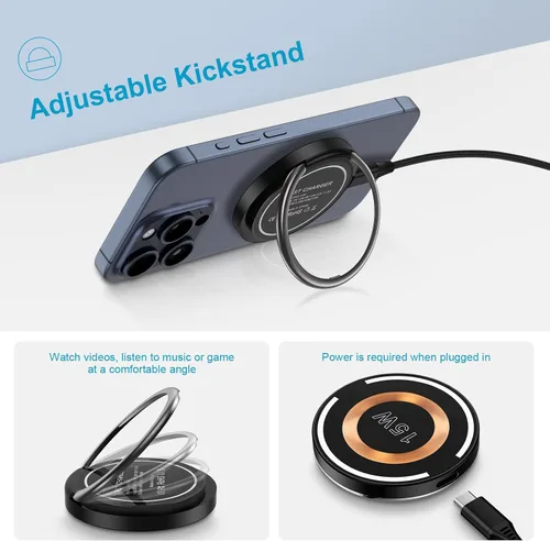 Miniatura 7 de Cargador MagSafe inalámbrico ultra rápido de 15 W Samsung S26 para Samsung Galaxy S26 S25 Ultra S24 FE S24 S23 Ultra Pixel 10a 10 9a 9 8 Pro, Negro