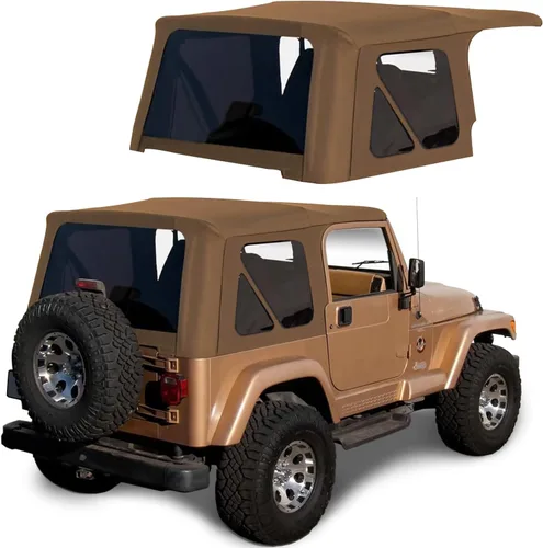Miniatura 16 de Revestimiento superior estilo de fábrica Sierra Offroad para Jeep Wrangler TJ (1997-2002), funda blanda con vidrios polarizados, sin puertas Negro