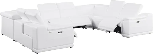 Miniatura 67 de BlackJack Furniture Venice - Juego de sofá reclinable seccional de cuero italiano de grano superior de 12 piezas con 4 reclinables eléctricos