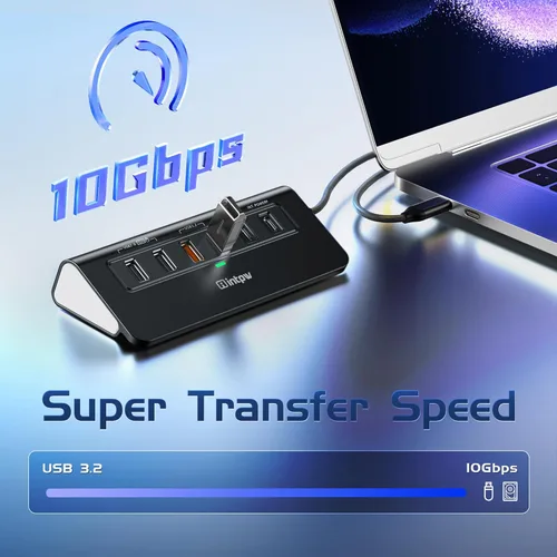 Miniatura 5 de intpw P9R PRO USB C Hub Ethernet, Estación de acoplamiento USB C de 10Gbps 10-en-1 con HDMI 4K@60Hz, Tipo-C y 2 USB A 3.2 Datos, LAN, 2 USB A 2.0