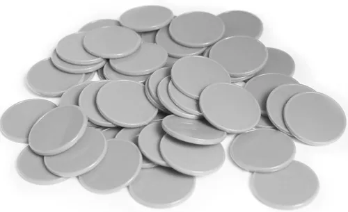 Miniatura 24 de Juego de 100 fichas de juego de fichas de póquer de plástico opaco con caja de almacenamiento (gris, 1 pulgada)