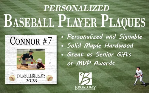 Miniatura 2 de Broad Bay Placa de premio de reconocimiento deportivo – Sube foto, nombre, número y equipo – Regalo de fin de temporada de secundaria o MVP – madera