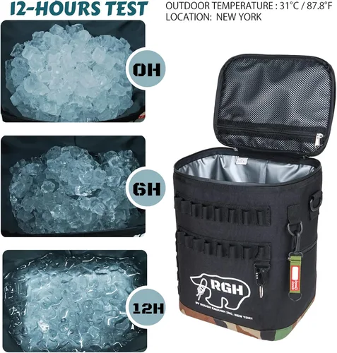 Miniatura 2 de Rough Enough - Bolsa térmica de latas de vino suave portátil para playa, campamento, pesca, golf con sistema Molle, 15 litros