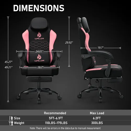 Miniatura 3 de Silla de juegos con masaje y cojín de resorte de bolsillo, sillas ergonómicas para jugadores para adultos con reposapiés 300 libras, silla de cuero